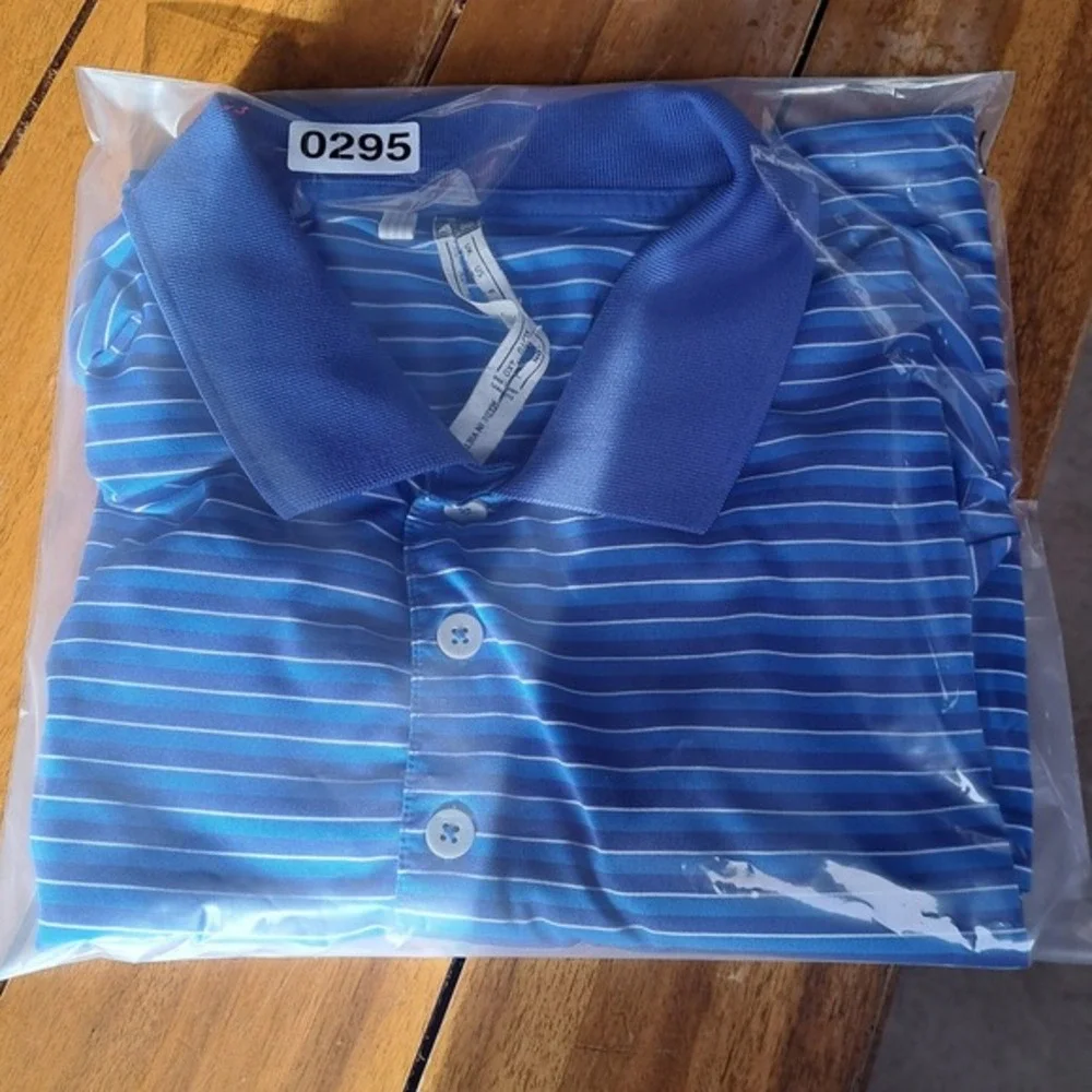 Adidas Men's Blue Striped Golf Polo Shirt San‎ Juan Golf & Tennis Club Logo XL